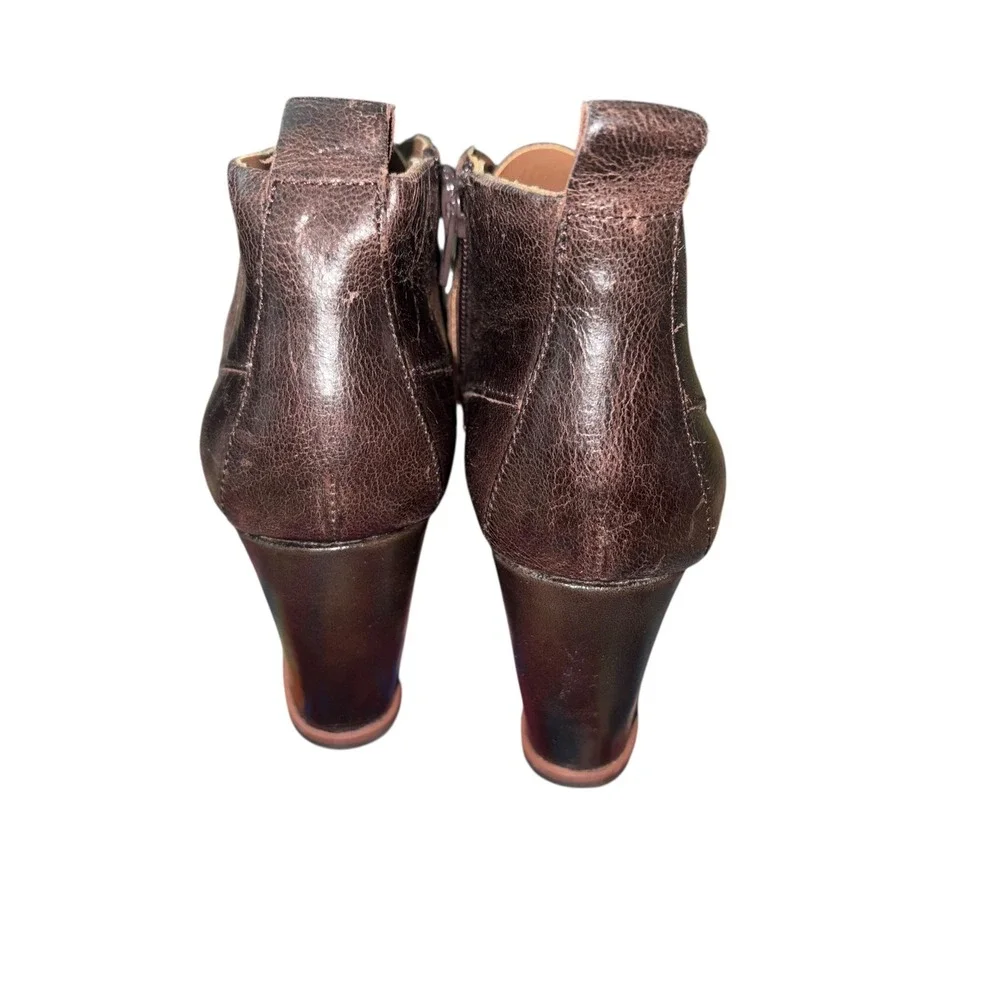 Korks‎ B Kork-Ease sz 8 Hanska Dark Brown Leather/Suede Ankle Bootie Wedge